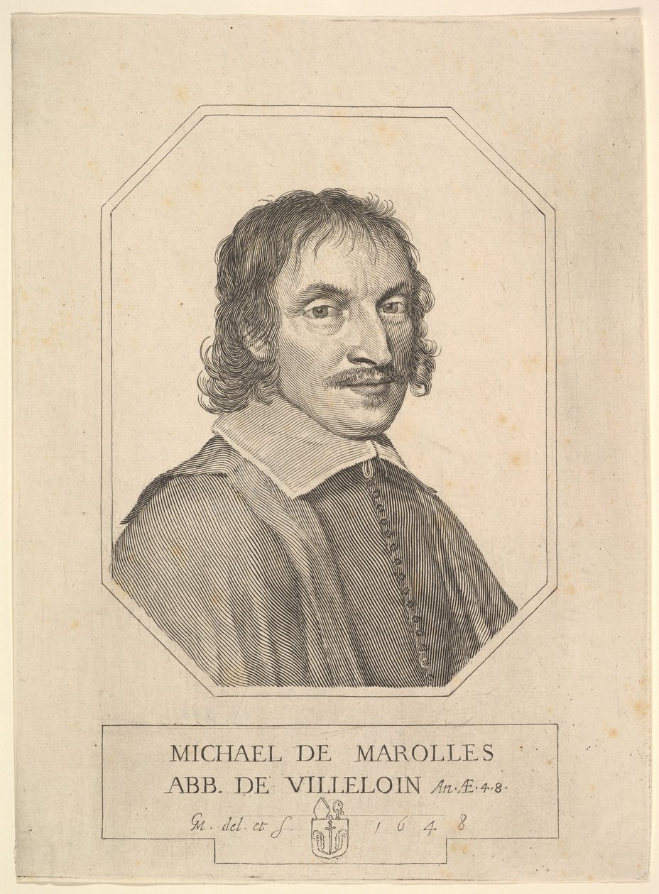 Porträtt av Michel de Marolles, 1648. av Claude Mellan