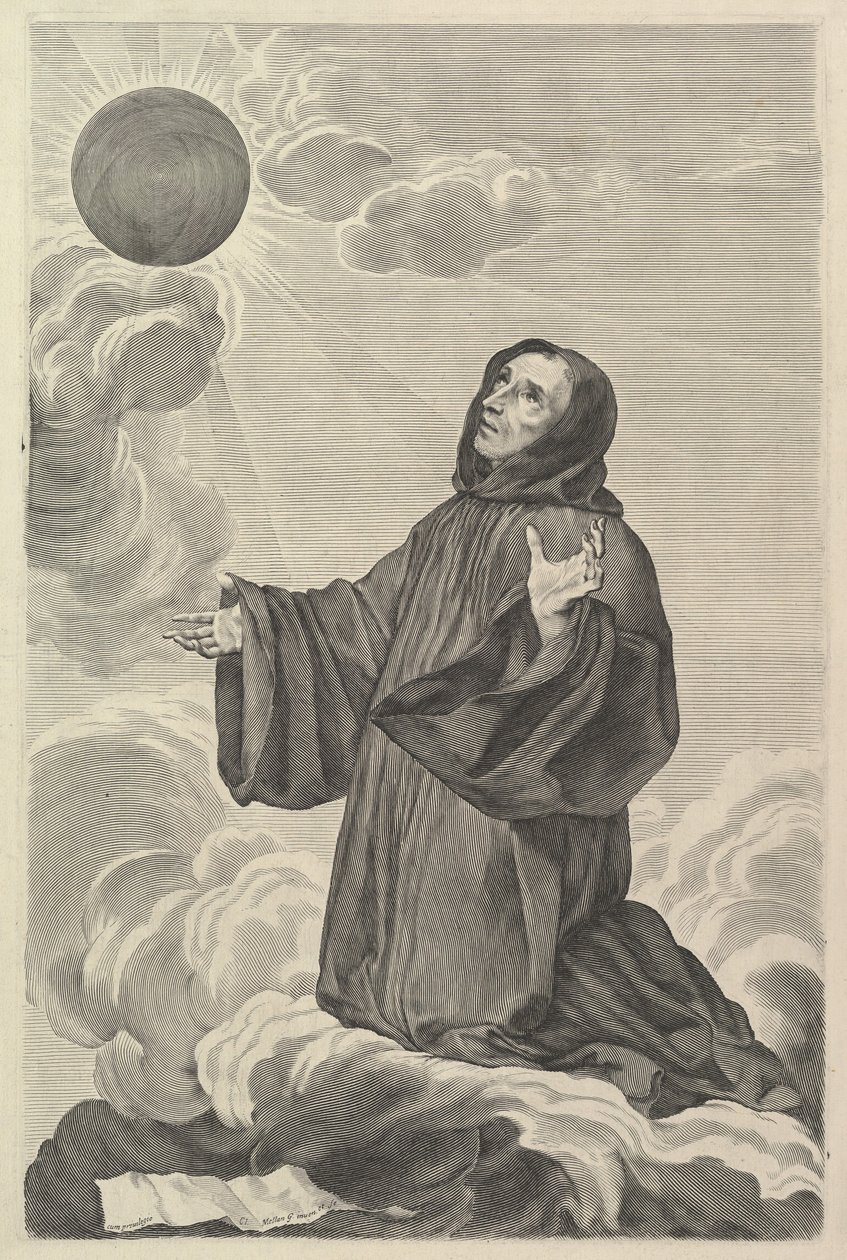 St Benedictus i extas. av Claude Mellan