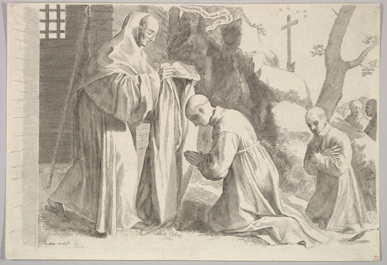 St. Bernard får en munkvana. av Claude Mellan