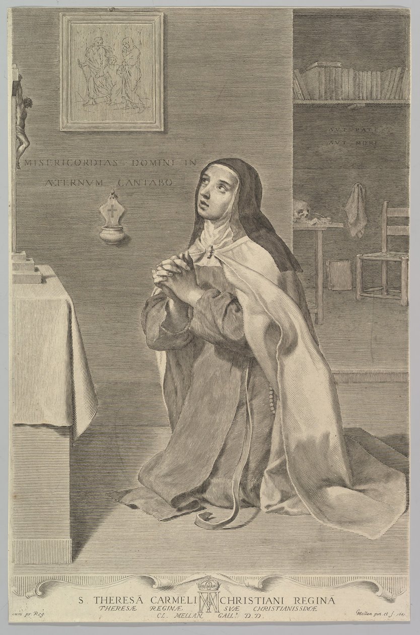 St. Theresa knäböjer, 1661. av Claude Mellan