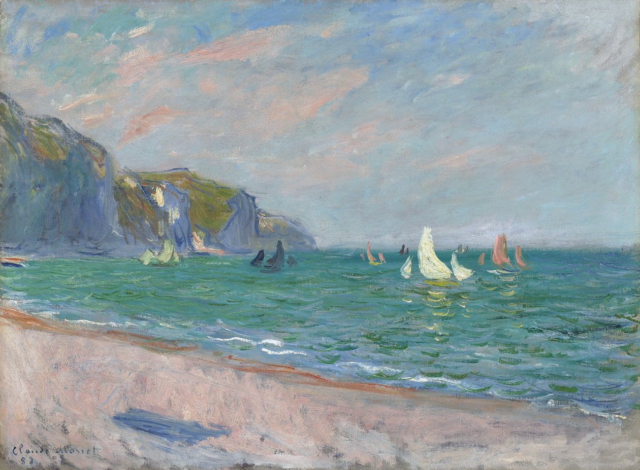 Båtar framför Pourvilles klippor, 1882 av Claude Monet