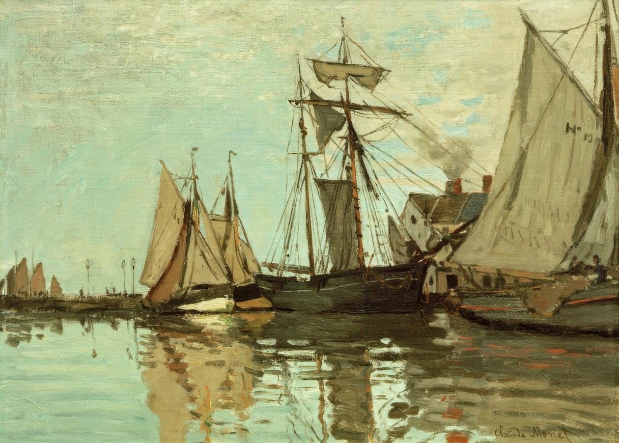 Båtar i Honfleur hamn av Claude Monet