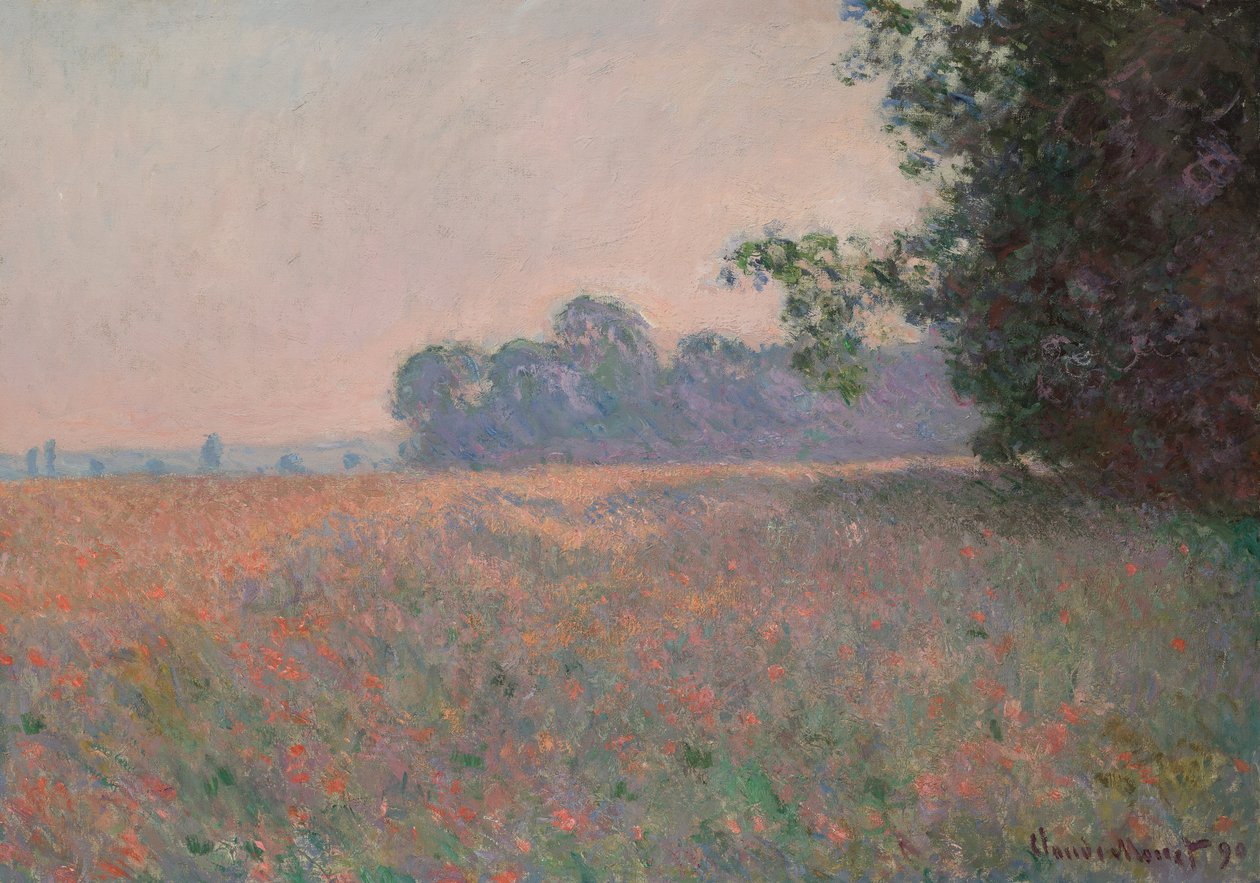 Fält av havre och vallmo av Claude Monet