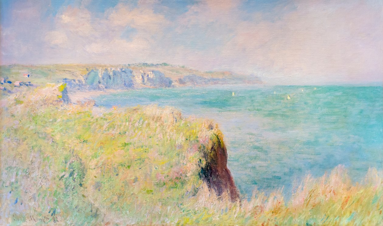 Klippor och segelbåtar vid Pourville av Claude Monet