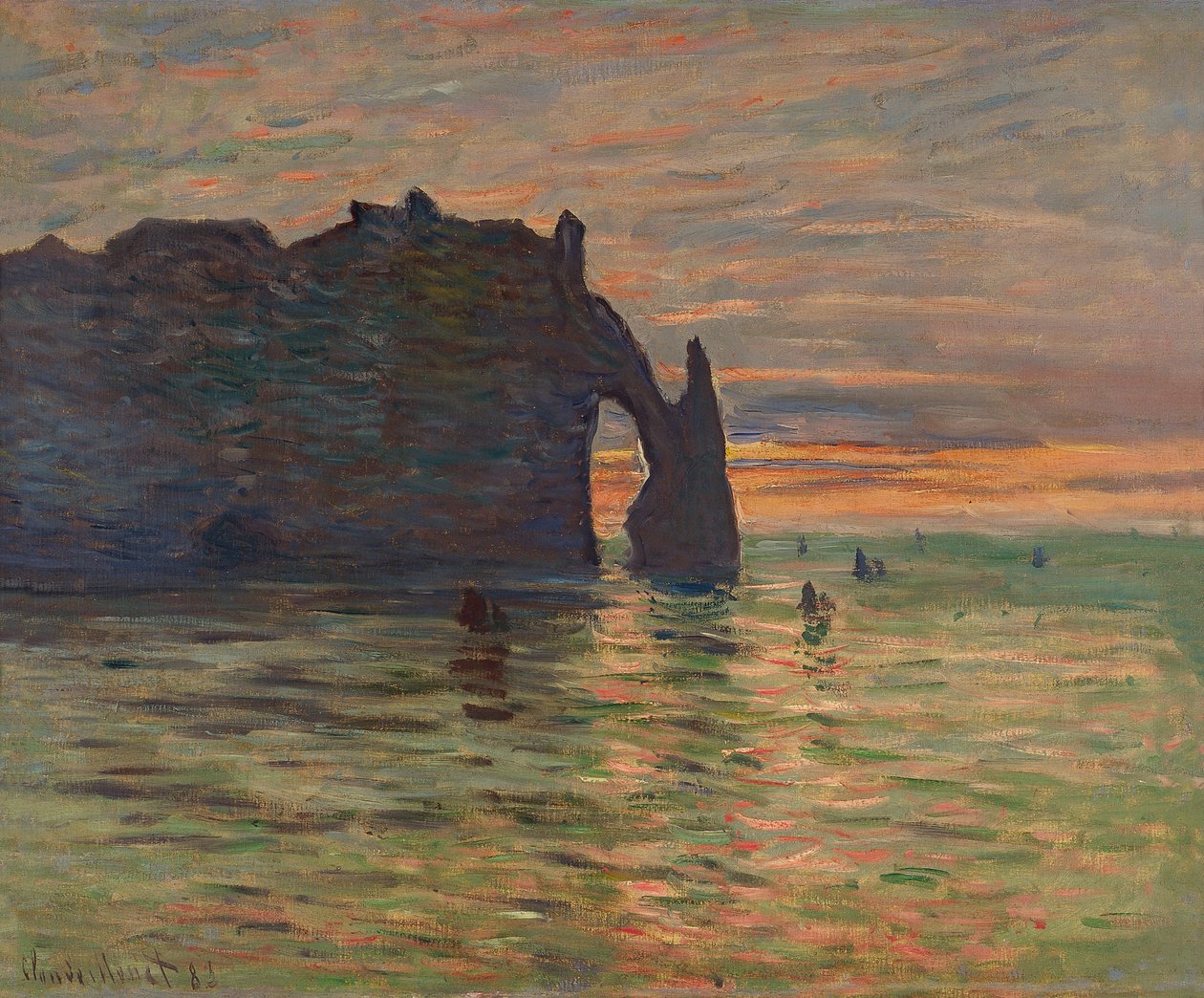 Solnedgång i Etretat av Claude Monet
