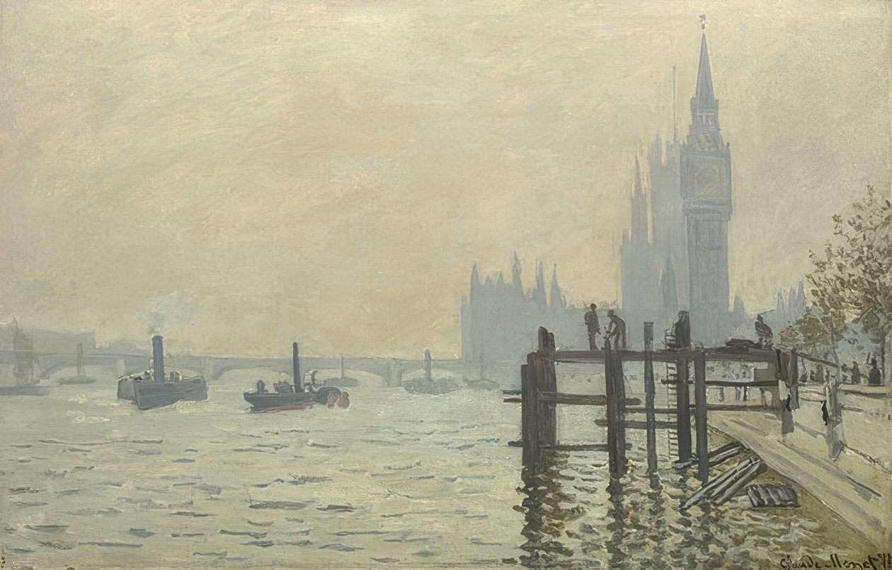 Themsen i Westminster. Omkring 1871 av Claude Monet