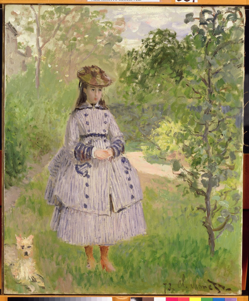 Flicka i en trädgård, 1873 av Claude Monet