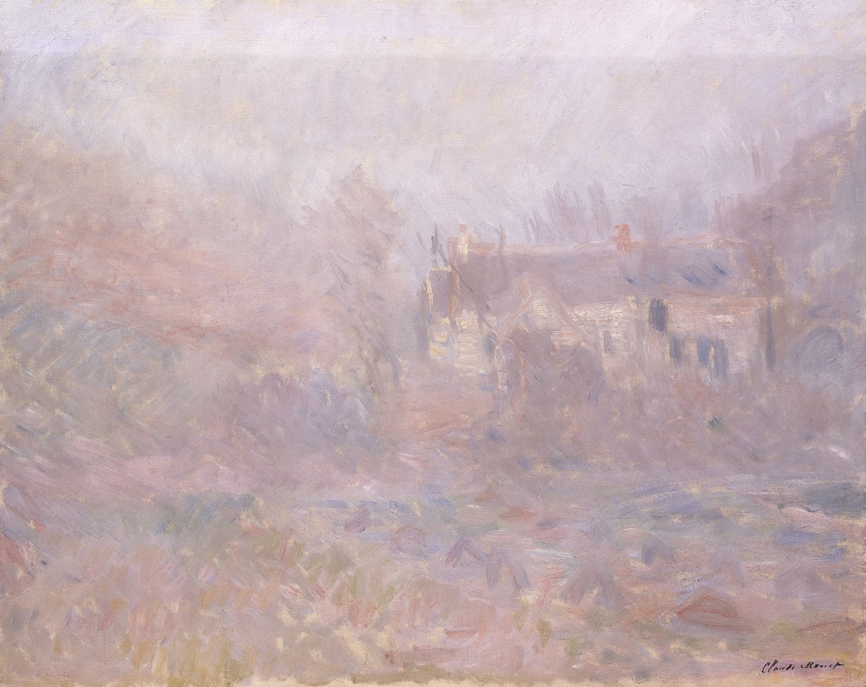 Hus i Falaise i dimman, 1885 av Claude Monet