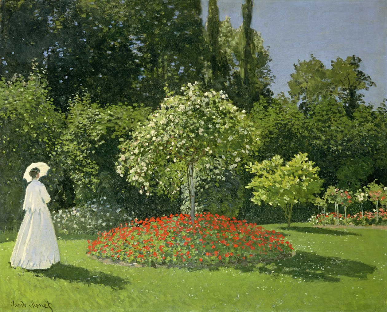 Jeanne Marie Lecadre i trädgården av Claude Monet