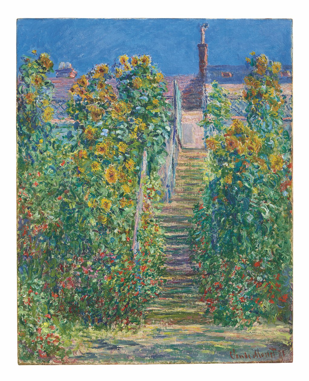 Trappan i Vétheuil av Claude Monet