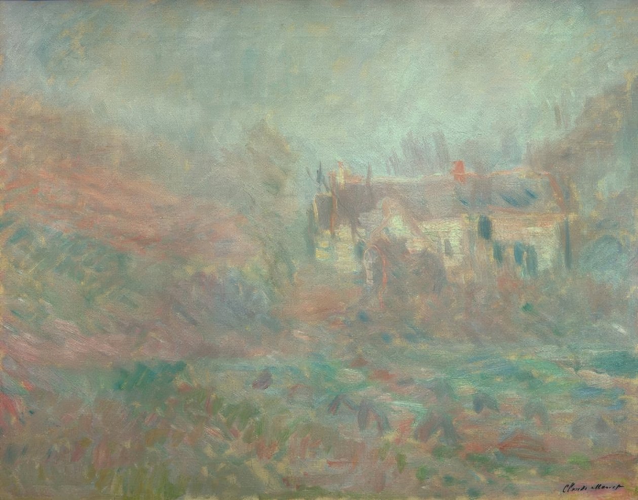 Hus i Falaise, dimma av Claude Monet