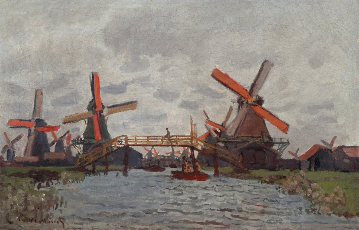 Mills på Westzijderveld nära Zaandam av Claude Monet