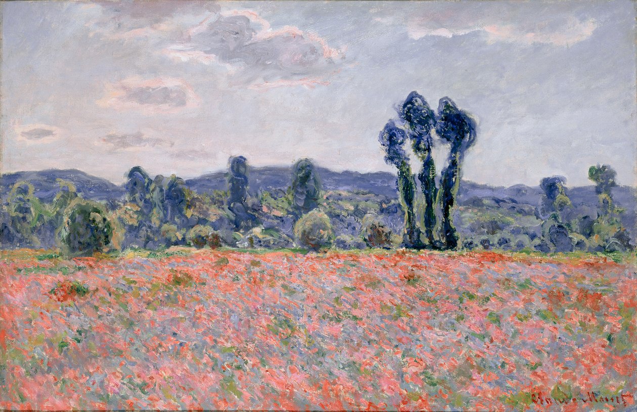 Poppy Field, ca 1890 (olja på duk) av Claude Monet