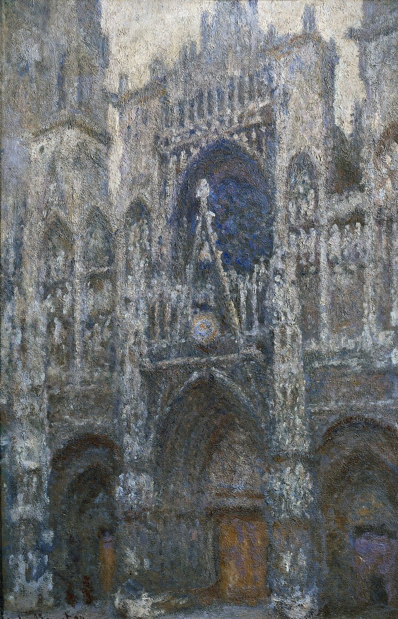 Rouens katedral, portalen; grått väder av Claude Monet