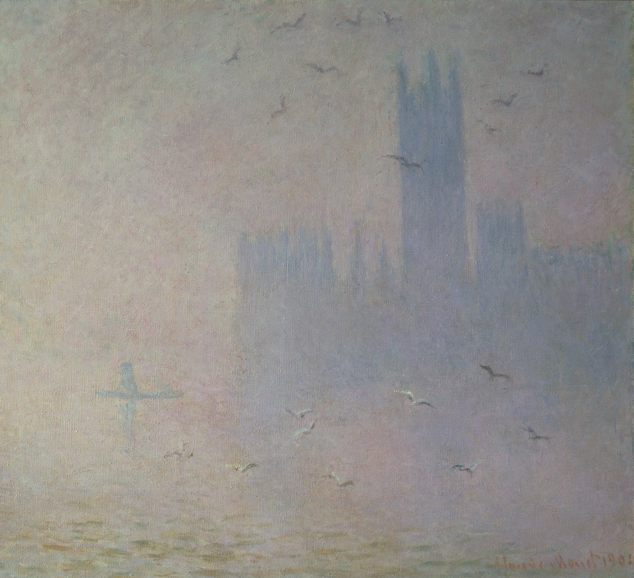 Måsar över parlamentets hus, 1904 av Claude Monet