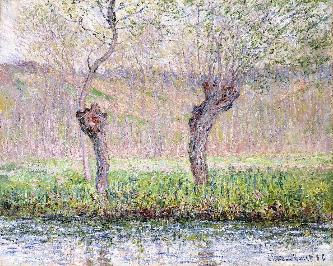 Spring, Willows, 1885 av Claude Monet