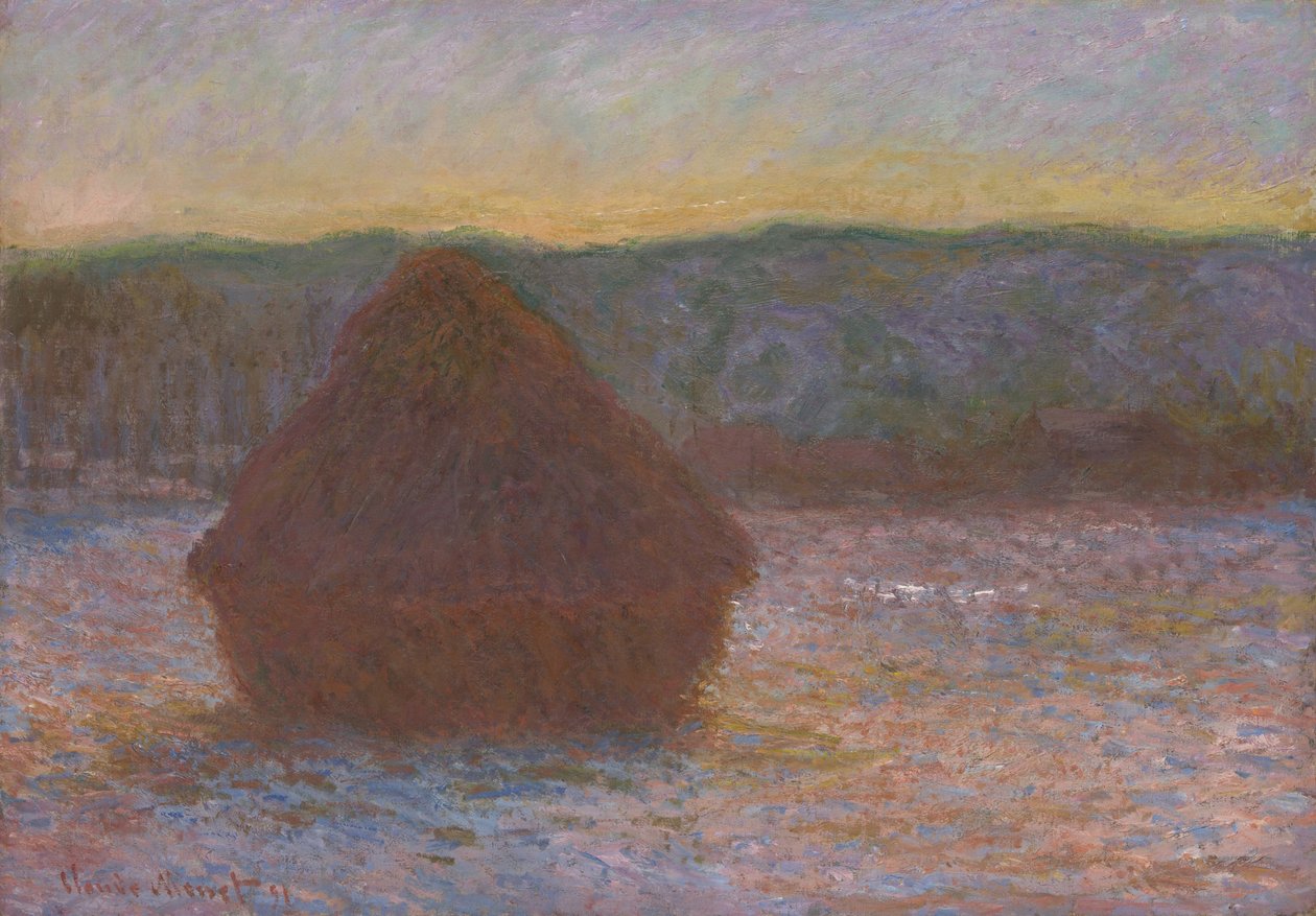 Hög med vete (upptining, solnedgång) av Claude Monet