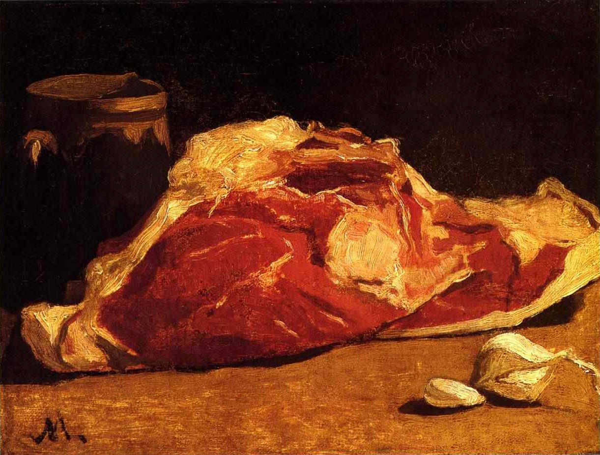 Stilleben med kött av Claude Monet