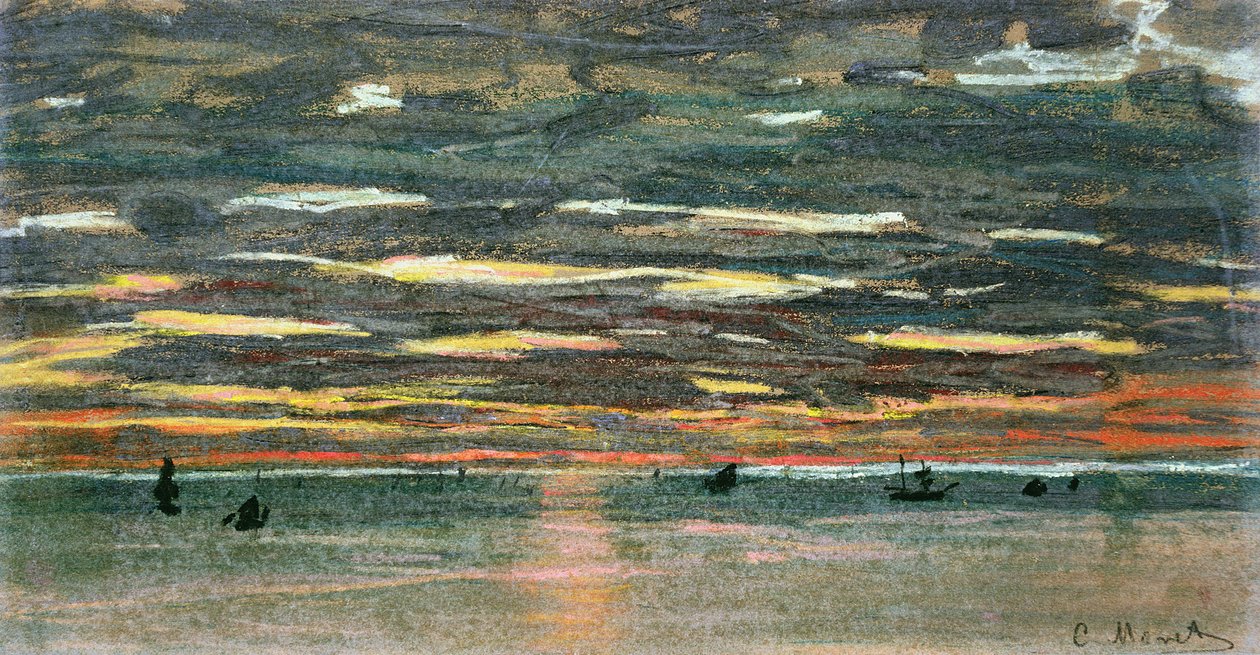 Solnedgång över havet av Claude Monet