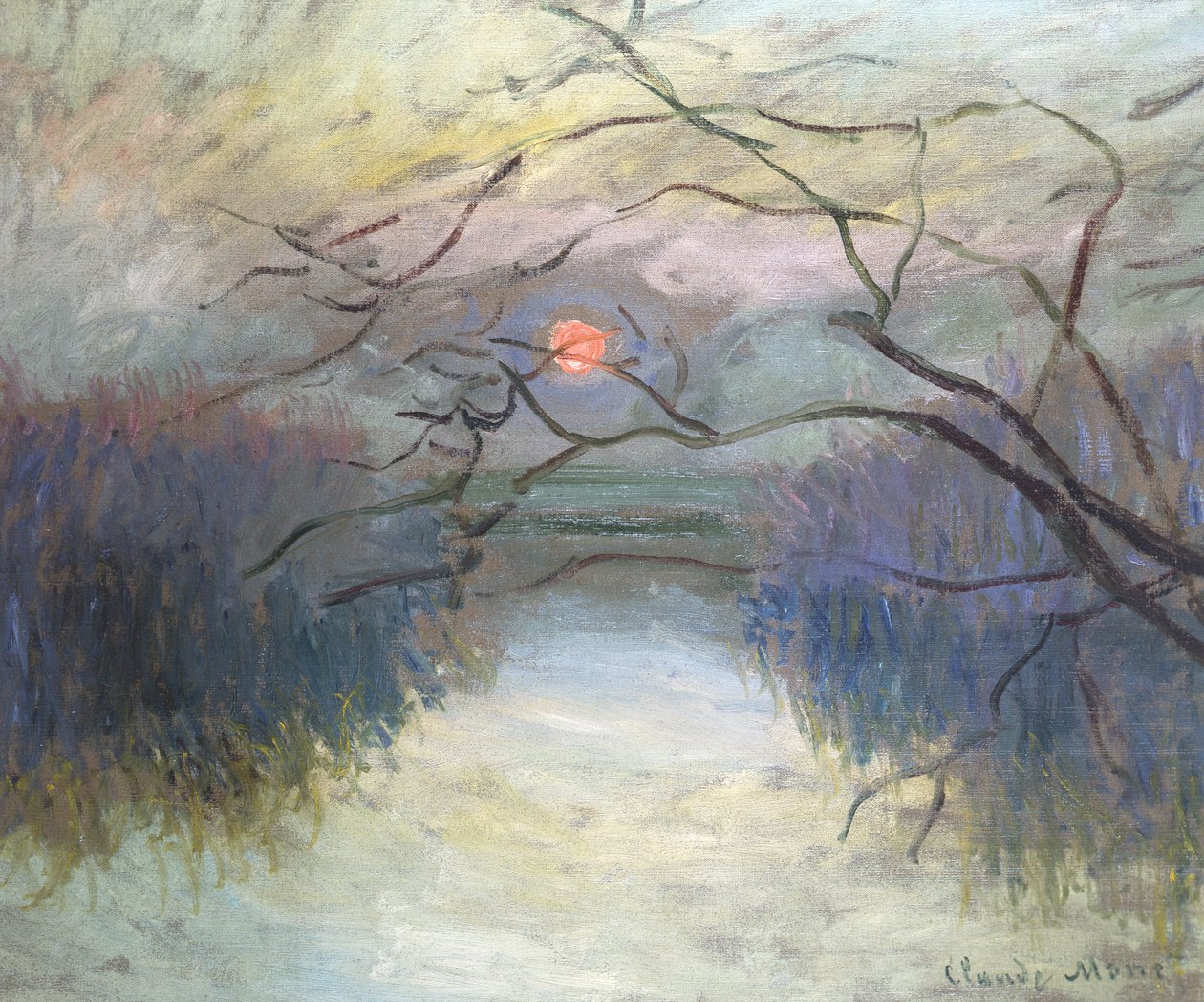 Solnedgång på Seine vid Vétheuil, 1880 av Claude Monet