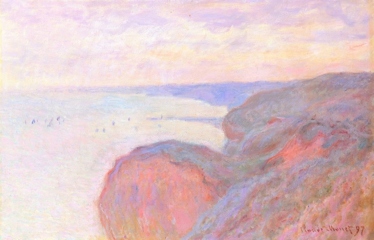 På Falaise nära Dieppe, mulen himmel av Claude Monet
