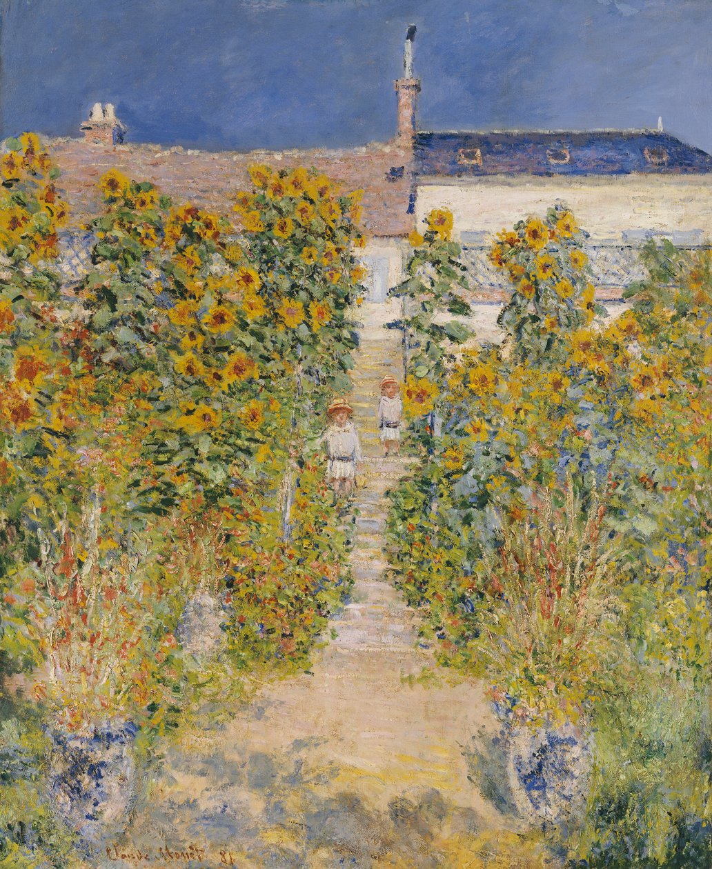 Konstnärens trädgård i Vetheuil av Claude Monet