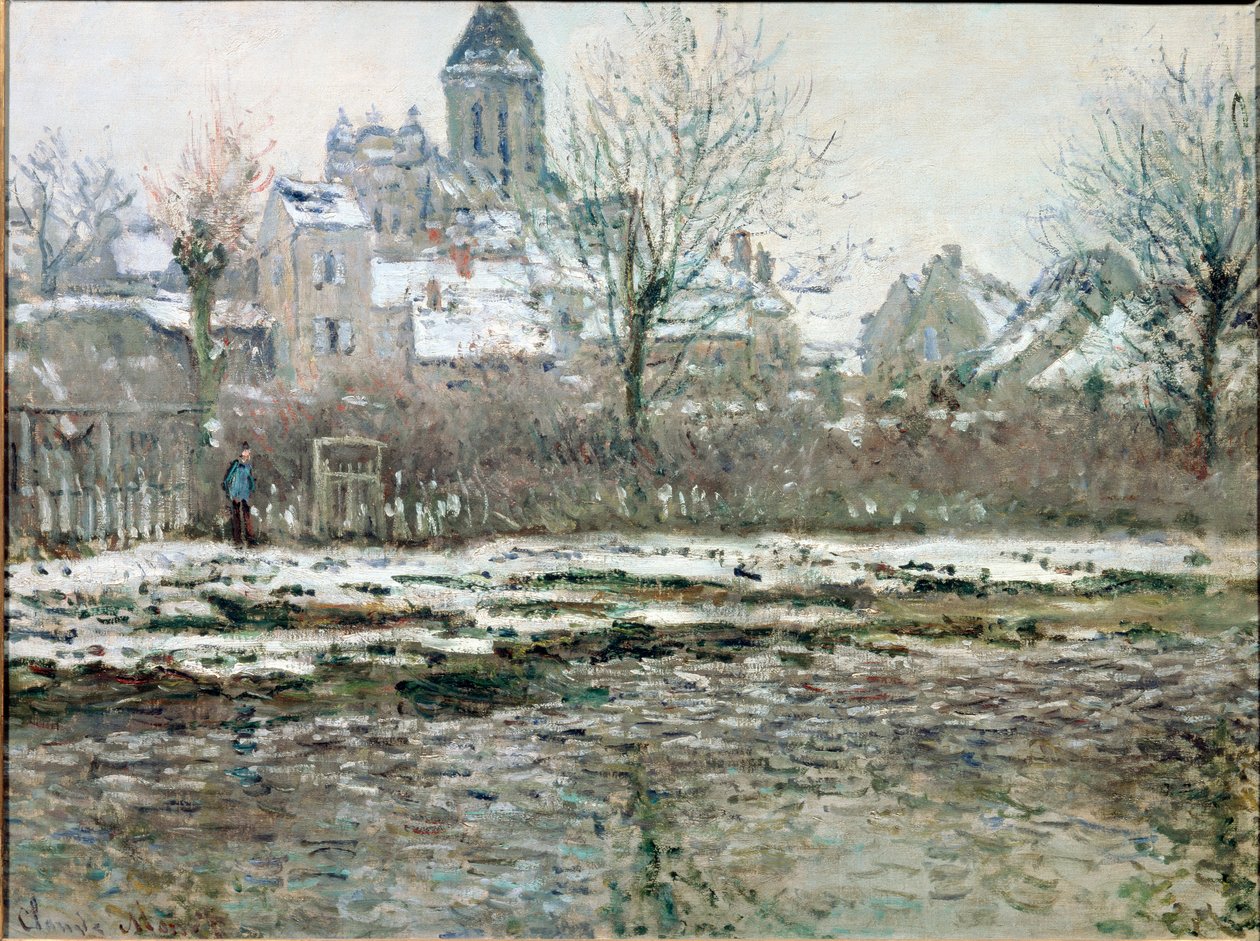Kyrkan i Vetheuil under snö av Claude Monet