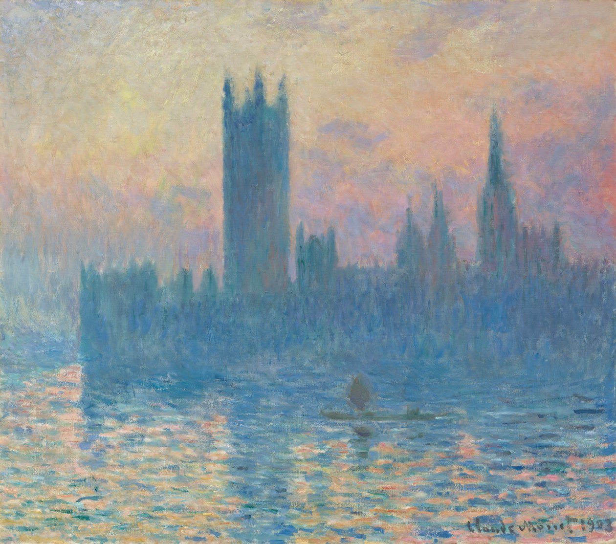 Parlamentets hus, solnedgång av Claude Monet