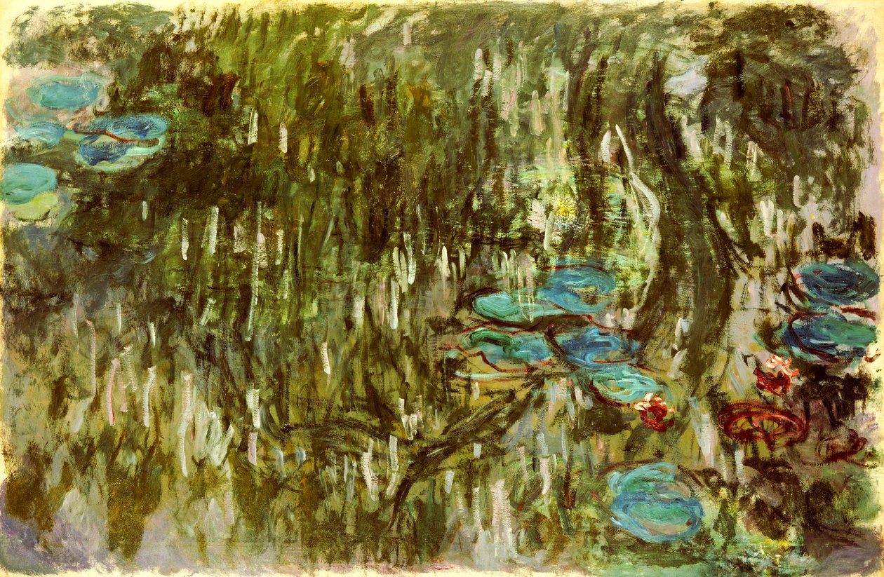 Näckrosor, reflekterad pil, c.1920 av Claude Monet