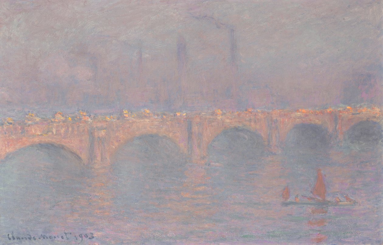 Waterloo Bridge, beslöjad sol av Claude Monet