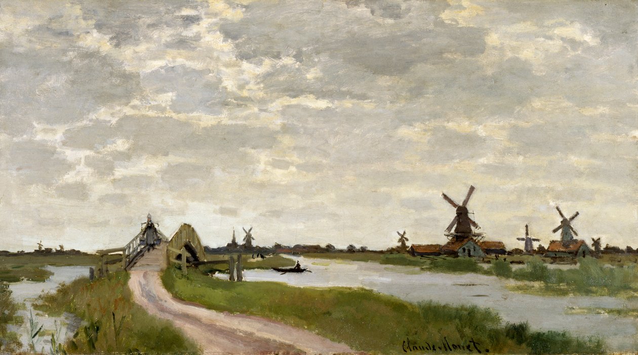 Väderkvarnar nära Zaandam av Claude Monet