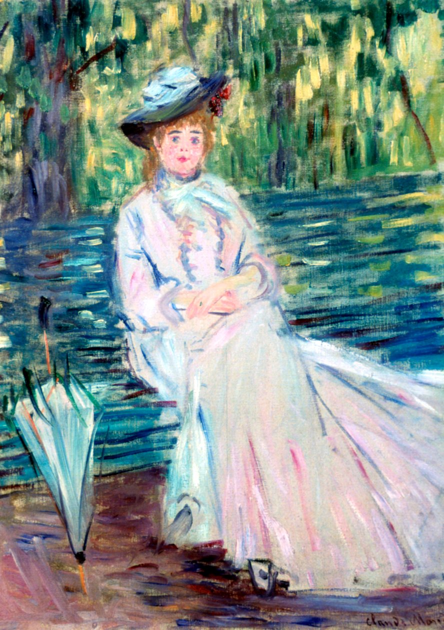 Kvinna som sitter på en bänk, c1874 av Claude Monet