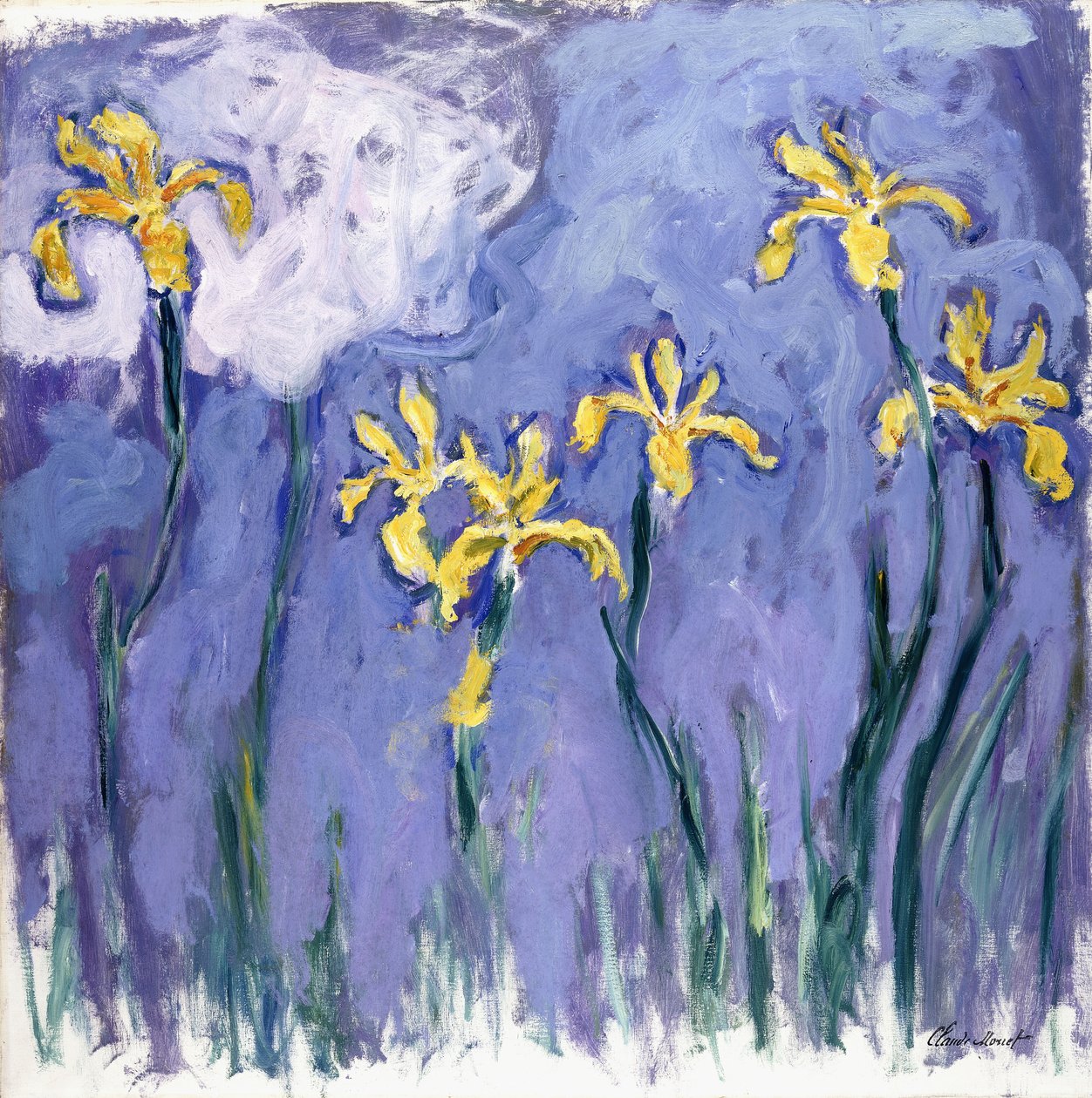 Gul iris med rosa moln, ca 1918 av Claude Monet