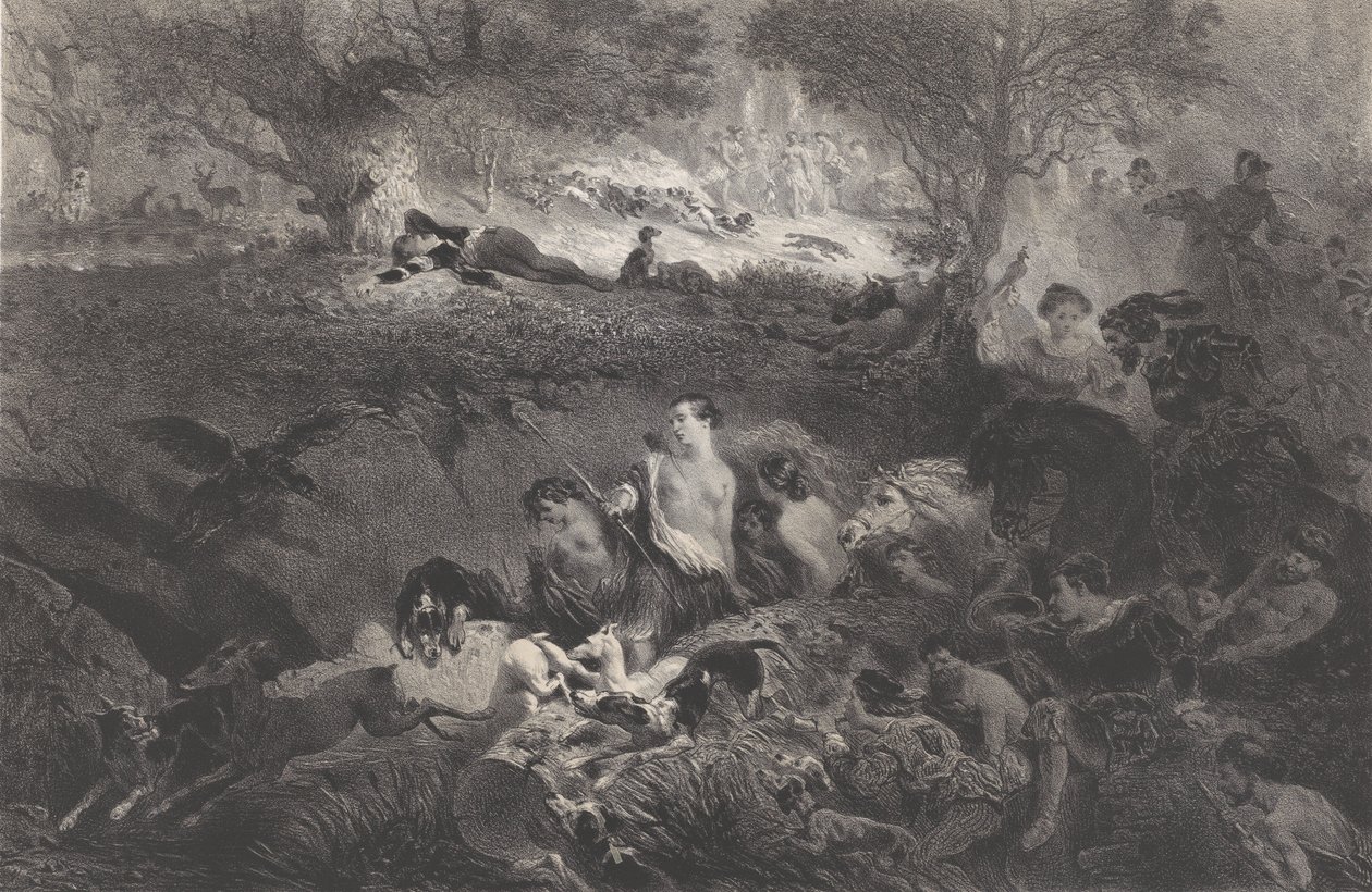 Drömmar om jakt, 1858. av Célestin Nanteuil