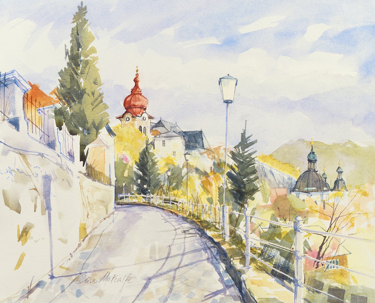 Salzburg Nonntal (wc på papper) av Clive Metcalfe