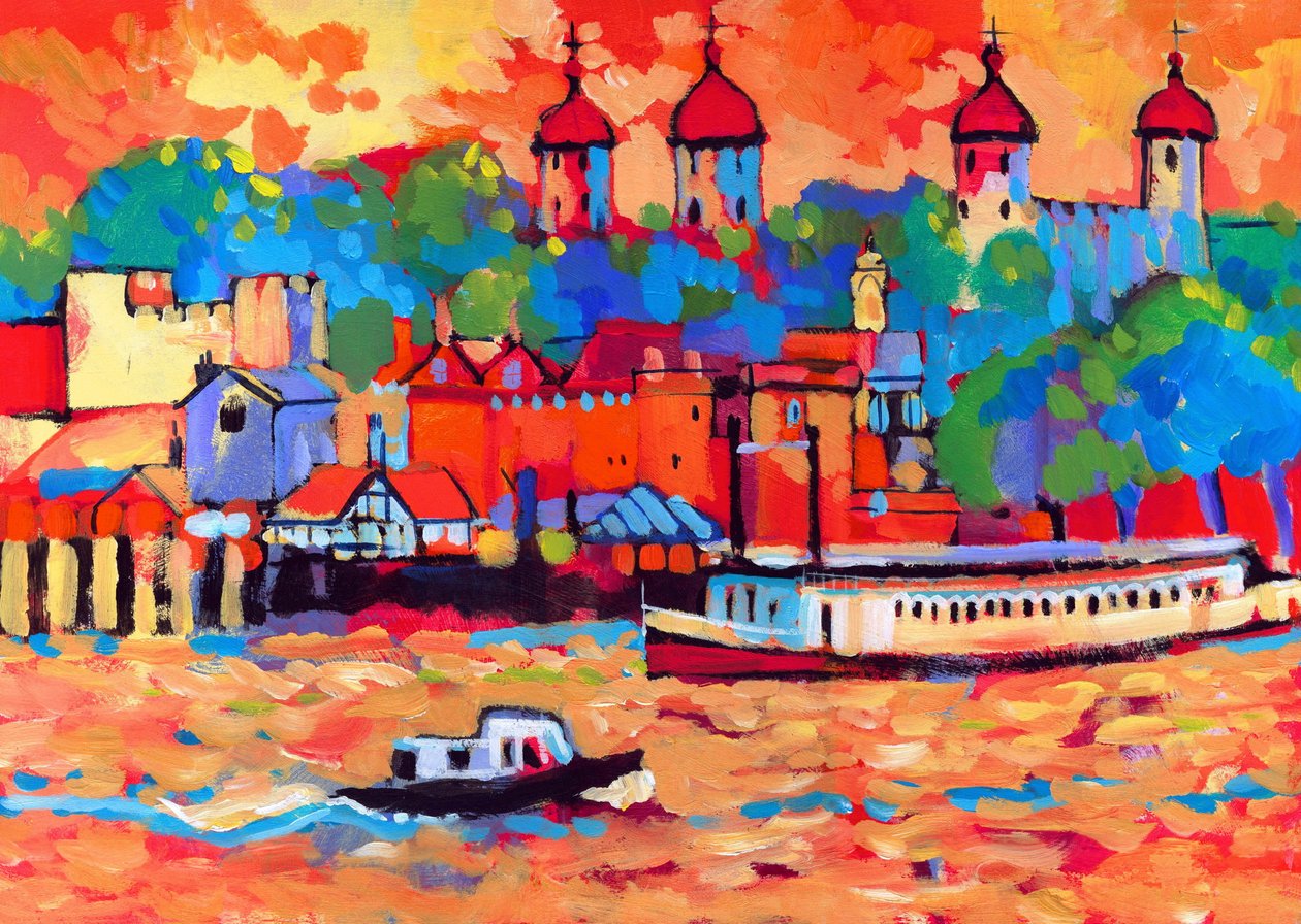 The Tower-färg, 2007 (akryl ombord) av Clive Metcalfe