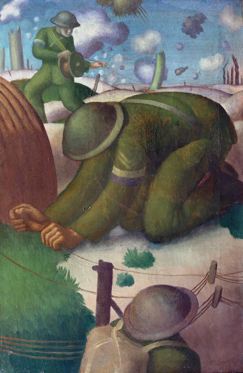Lägger telefontråd, c.1919 av Colin Unwin Gill