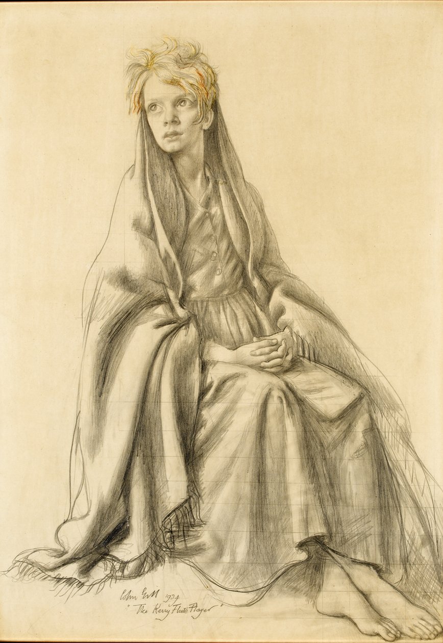 Studie till "The Kerry Flute Player", 1934 av Colin Unwin Gill