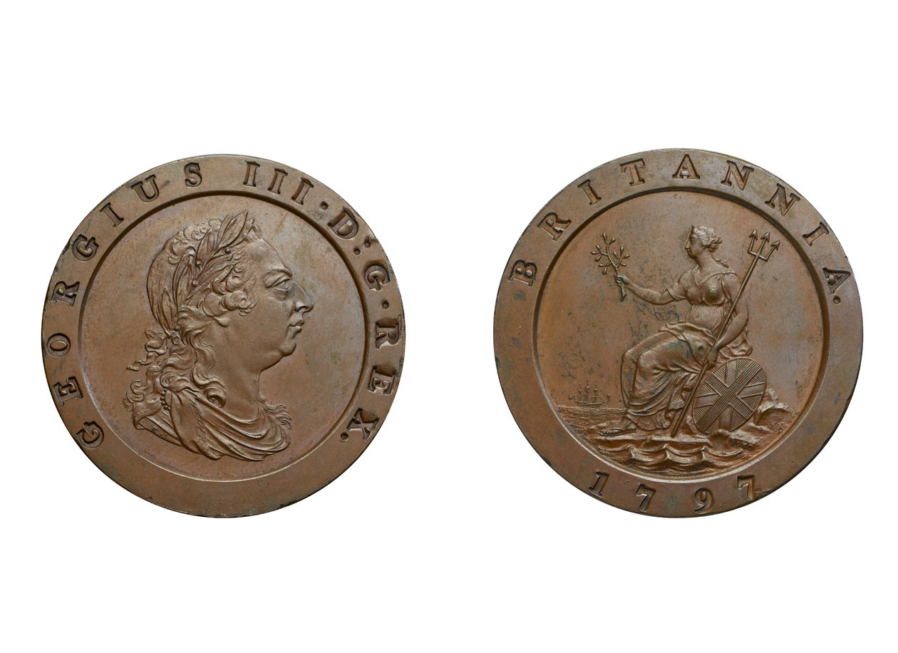 Cartwheel twopence, 1797 (brons) av Conrad Heinrich Küchler