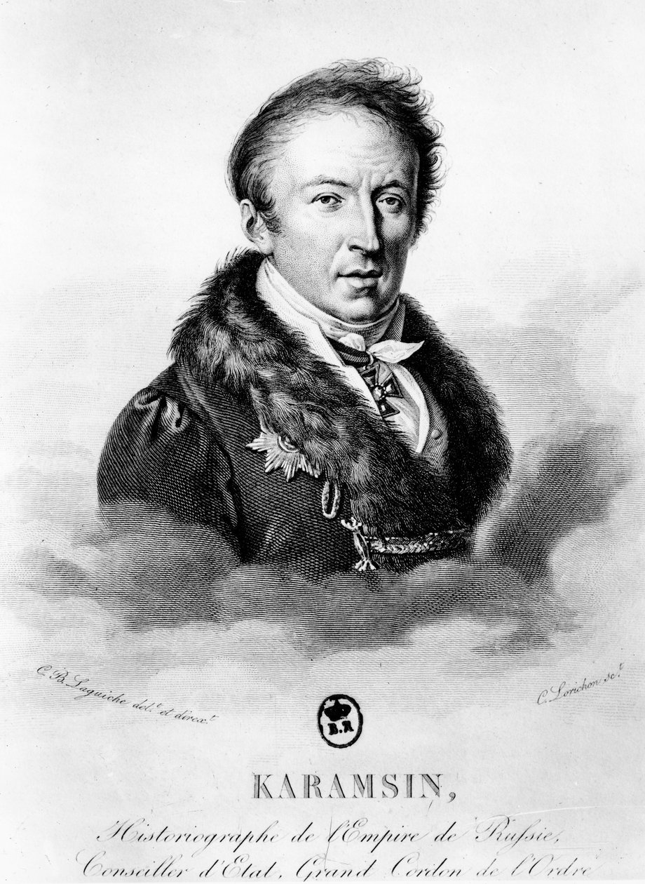 Porträtt av Nikolai Mikhailovich Karamzin (1766-1826) av Constant Louis Antoine Lorichon