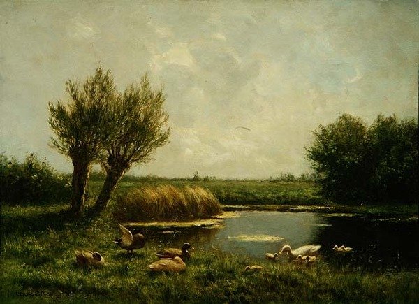 Duck Pond (olja på duk) av Constant Artz