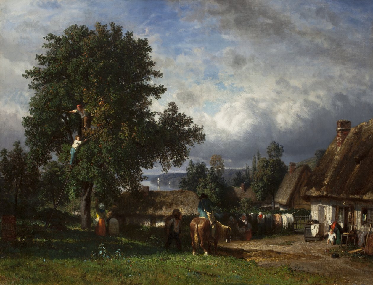 Äppelskörd i Normandie, 1835-65 av Constant Emile Troyon