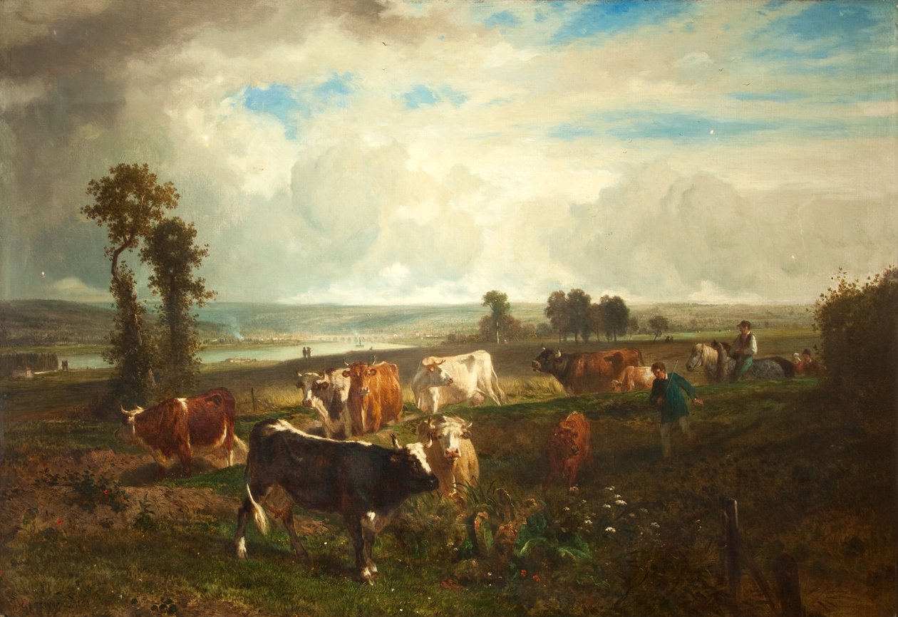 Landskap, The Heights of Suresnes, 1856 av Constant Emile Troyon
