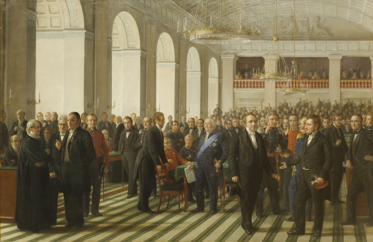 Skitse til Den grundlovgivende Rigsforsamling 1848 av Constantin Hansen