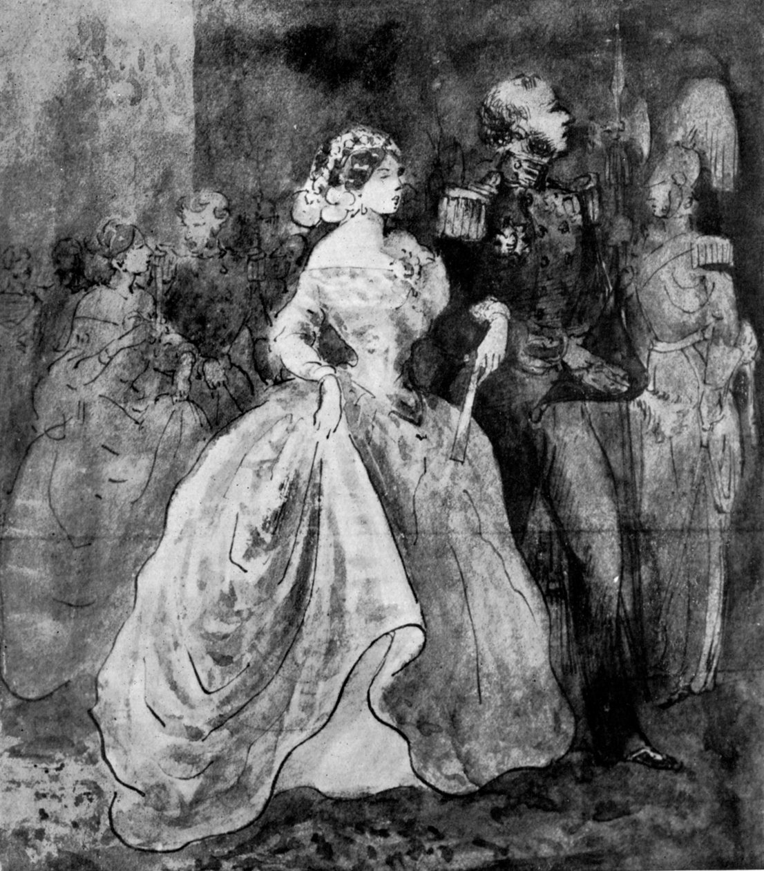 En mottagning vid hovet, 1800-talet, 1930. av Constantin Guys