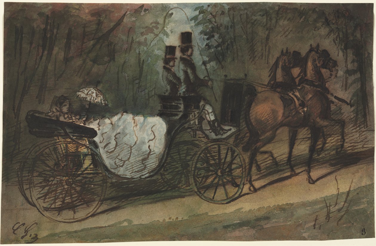Vagn i Bois de Boulogne av Constantin Guys