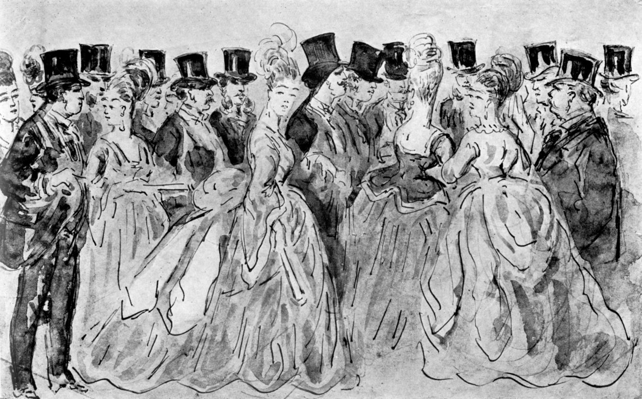Le Promenoir, 1800-talet, 1930. av Constantin Guys