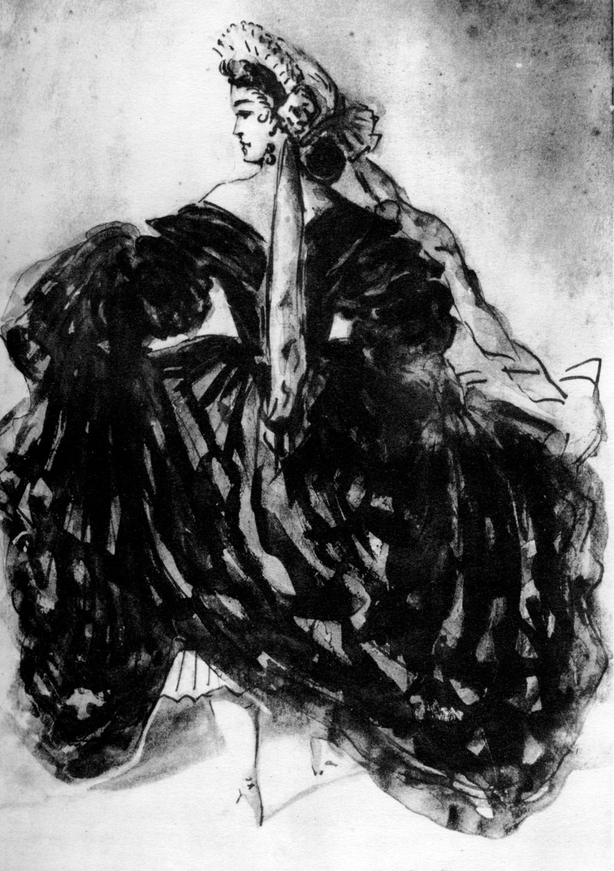 Studie av en kvinna, 1800-talet, 1930. av Constantin Guys