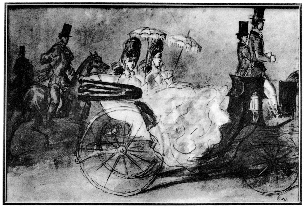 Taking the Air, 1800-talet, 1930 av Constantin Guys