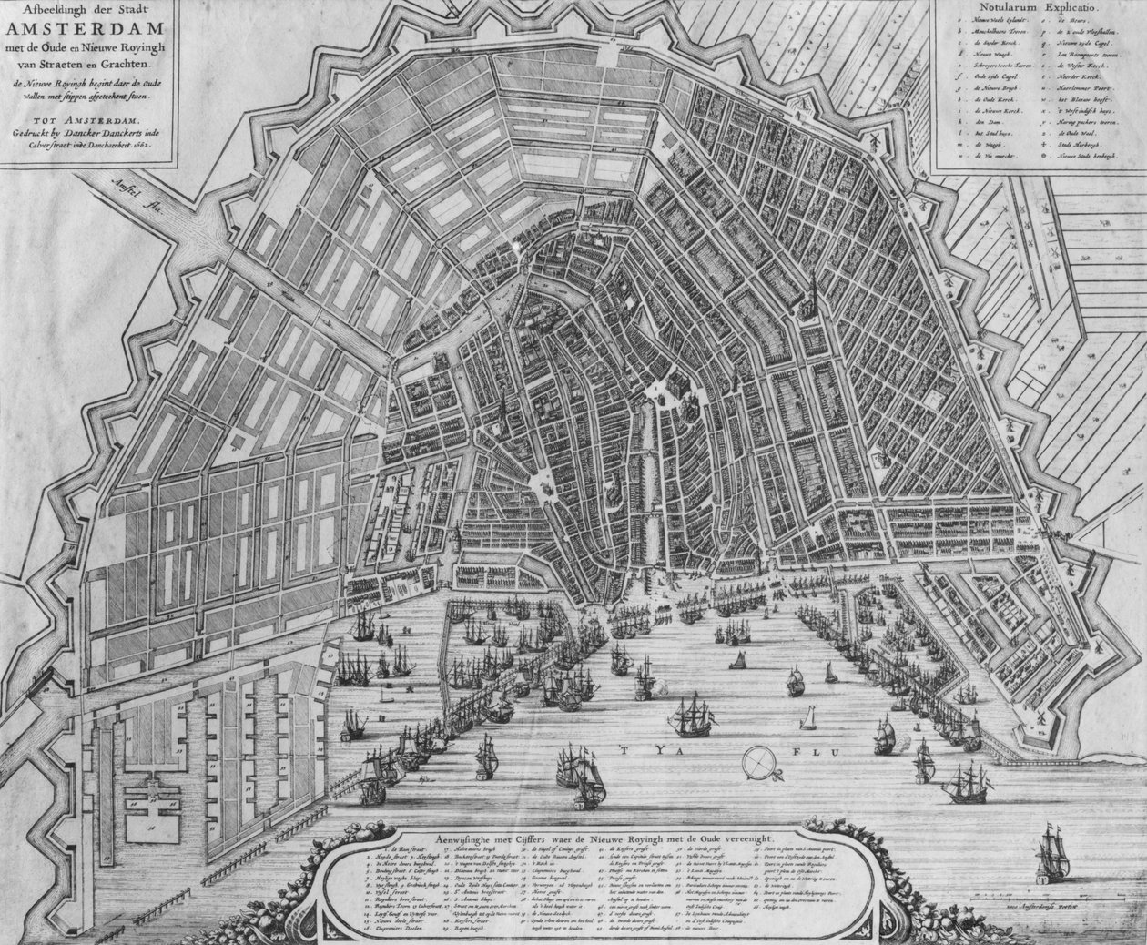Karta över Amsterdam, 1662 av Cornelis I Danckerts